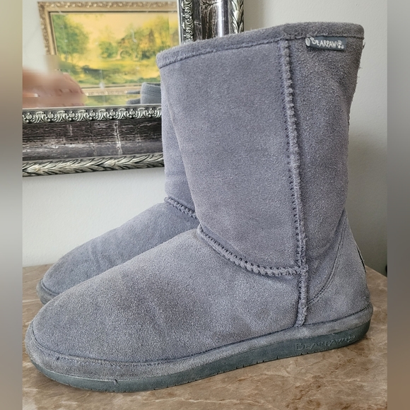Bearpaw NeverWet Suede Leather/Sheepskin Shearling Gray Women's Boots US 9 - Picture 10 of 16